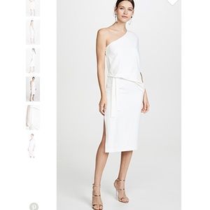 Halston Heritage Draped One Shoulder Midi Dress